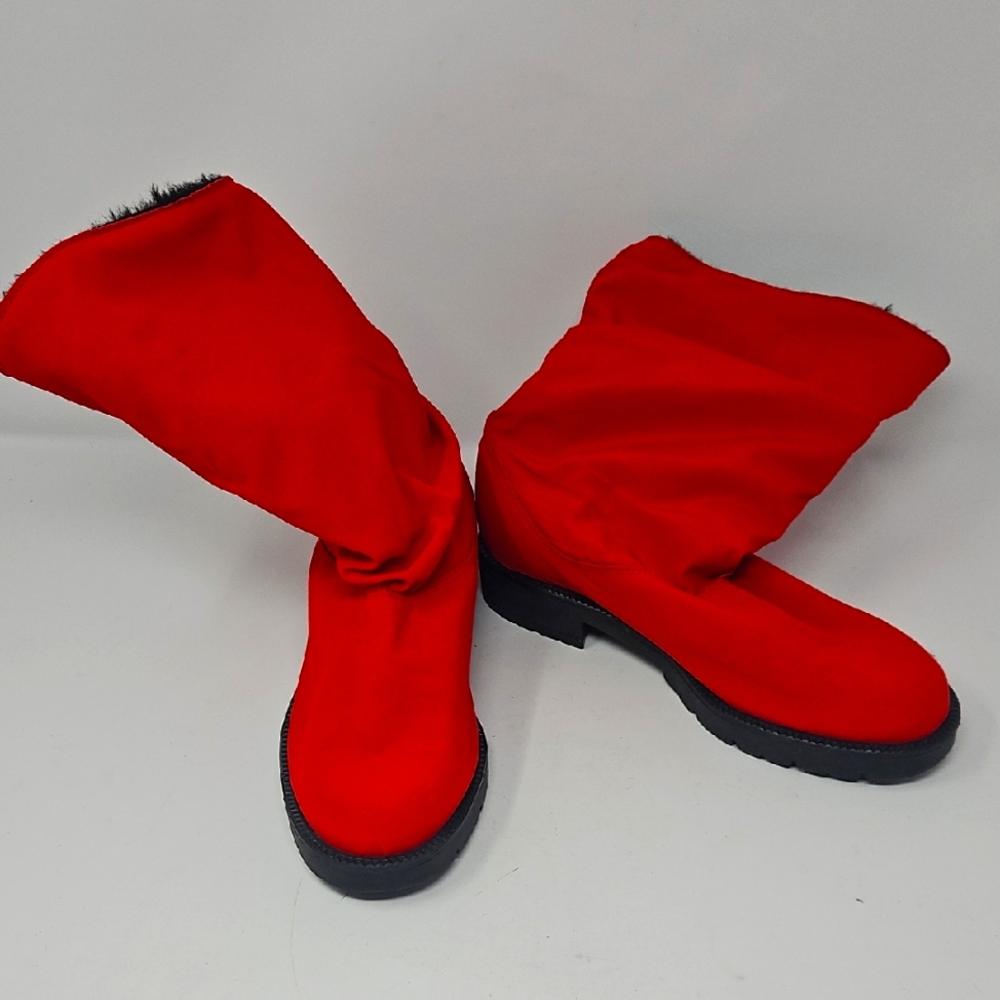 Womens Red Canvas Santana Aquatherm Lined Pull-On Winter Boots 6 Made in Canada